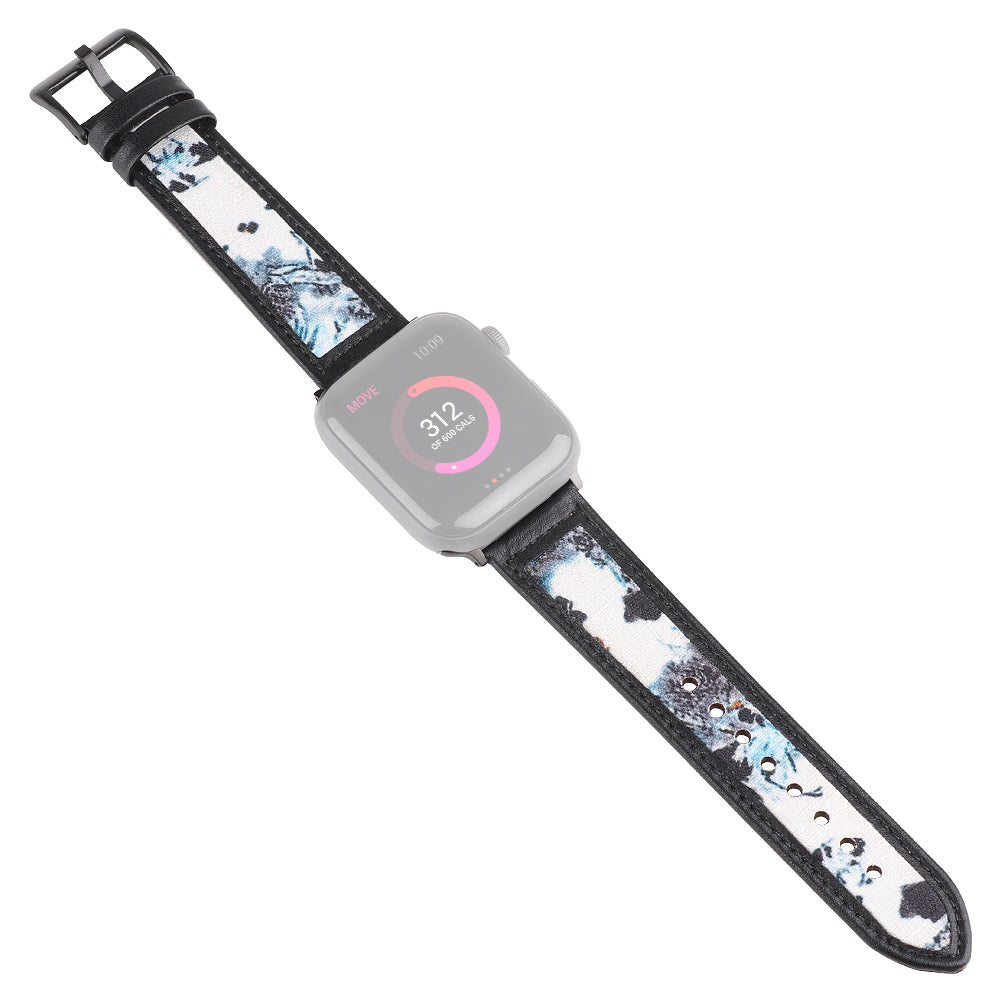 Ink Painting Pattern Genuine Leather Wrist Strap Adjustable Watch Band for Apple Watch Series 9 8 7 41mm 6 5 4 SE (2023) SE(2022) SE 40mm 3 2 1 38mm Ink Painting Pattern Genuine Leather Wrist Strap Adjustable Watch Band for Apple Watch Series 9 8 7 41mm 6 5 4 SE (2023) SE(2022) SE 40mm 3 2 1 38mm
